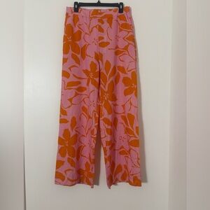 NWT Rhythm Women’s Bora Bora Pink and Orange Floral Wide Leg Pants Size 10